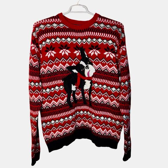 33 Degrees Unisex Boston Terrier Christmas Sweater Size XL - Picture 1 of 4